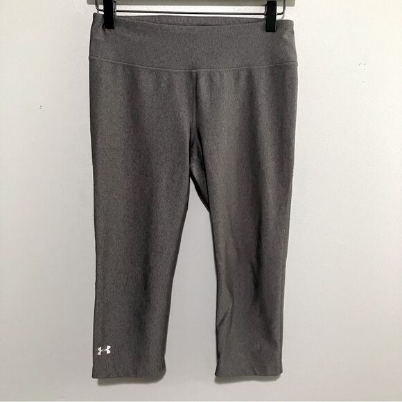 Under Armour Leggings Women Size Small Grey Capri Fitted Heatgear - Picture 1 of 5
